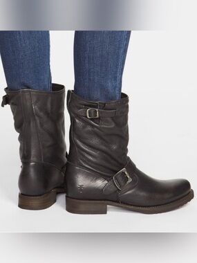 FRYE Veronica Short Slouch Moto Boots Black Size 7 New Without Box